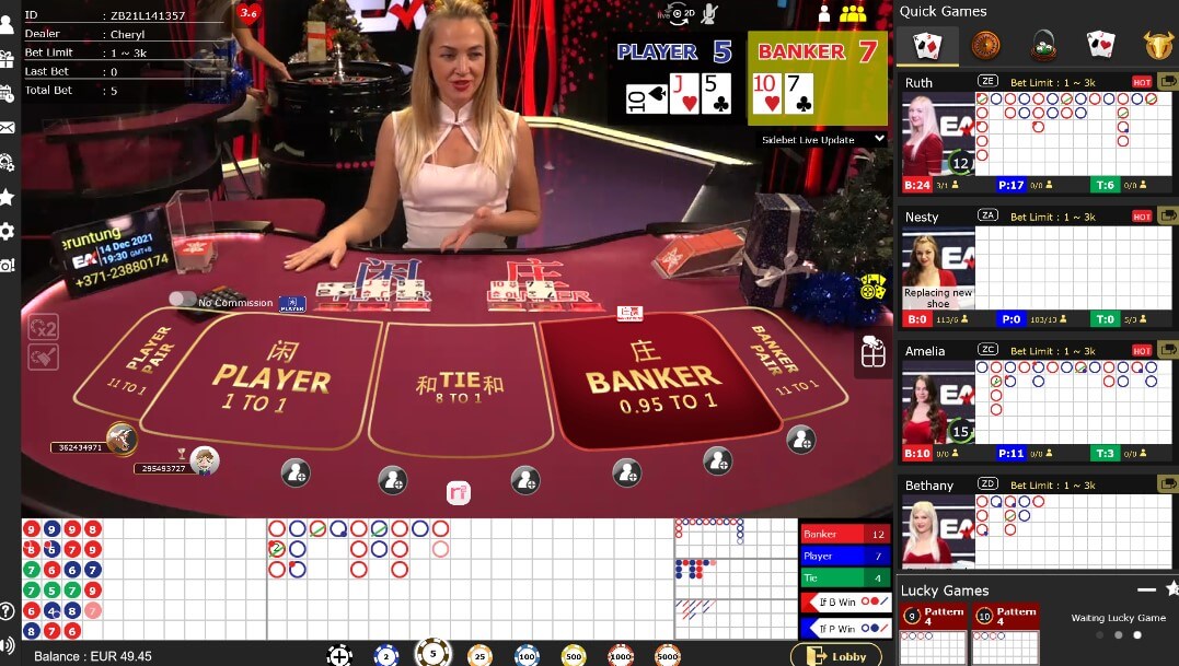 Live Baccarat 22bet casino