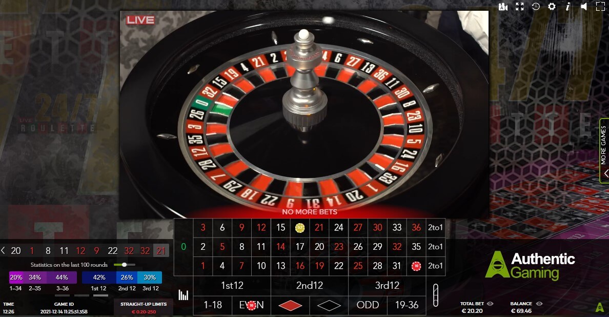 Live Roulette 22bet casino